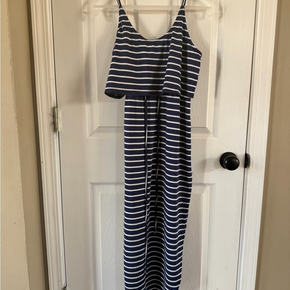 Cupshe Navy and White Striped Dress
